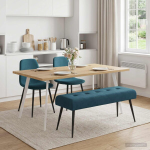 vidaXL Bank met knoopverstelling Blauw 110 x 40 x 46 cm fluweel