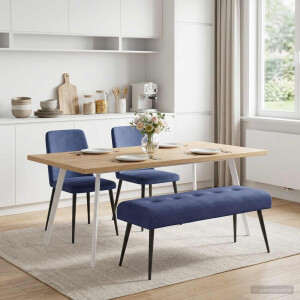 vidaXL Bank met knoopverstelling Politieblauw 110 x 40 x 46 cm fluweel