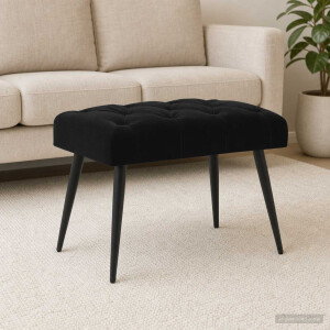 vidaXL Bank met knoopverstelling Zwart 60 x 40 x 45 cm Fluweel