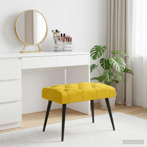 vidaXL Bank met knoopverstelling Geel 60 x 40 x 45 cm Fluweel