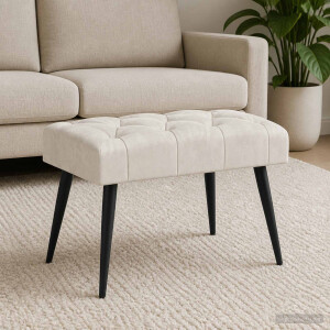 vidaXL Bank met knoopverstelling Crèmekleurig 60 x 40 x 45 cm Fluweel