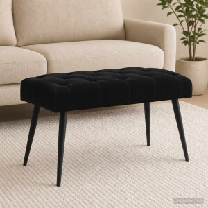 vidaXL Bank met knoopverstelling Zwart 80 x 40 x 46 cm Fluweel