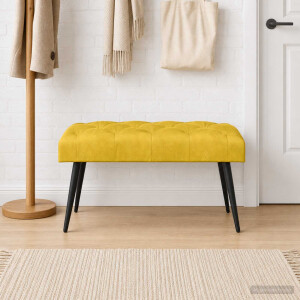 vidaXL Bank met knoopverstelling Geel 80 x 40 x 46 cm Fluweel