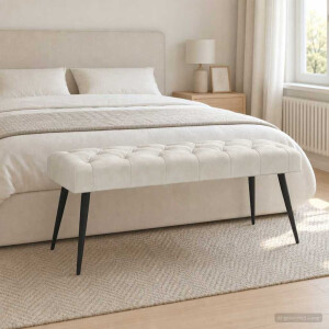 vidaXL Bank met knoopverstelling Crèmekleurig 110 x 40 x 46 cm Fluweel