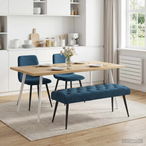 vidaXL Bank met knoopverstelling Blauw 110 x 40 x 46 cm Fluweel