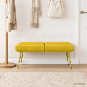 vidaXL Dubbel Laagige Bank Geel 120 x 45 x 46 cm fluweel