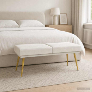 vidaXL Dubbel Laagige Bank Crèmekleurig 120 x 45 x 46 cm fluweel