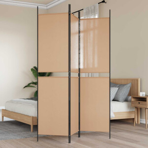 vidaXL 3-Panel Room Divider Beige 150 x 200 cm Stof