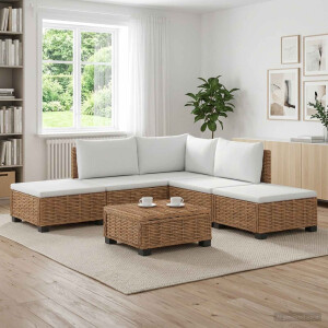 vidaXL 6 st Rieten Loungeset met Kussens GENDT Natuurlijk rattan