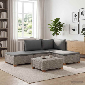 vidaXL 4 st Rieten Loungeset met Kussens GENDT Natuurlijk rattan
