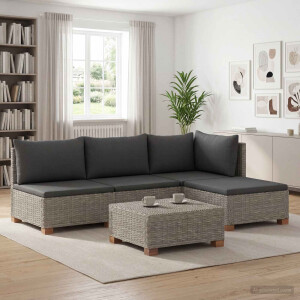vidaXL 5 st Rieten Loungeset met Kussens GENDT Natuurlijk rattan