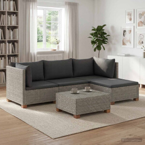 vidaXL 5 st Rieten Loungeset met Kussens GENDT Natuurlijk rattan
