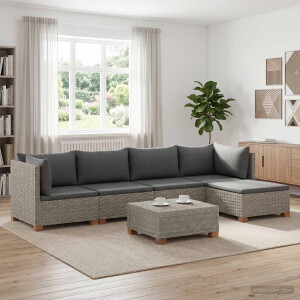 vidaXL 6 st Rieten Loungeset met Kussens GENDT Natuurlijk rattan