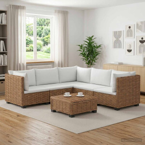 vidaXL 6 st Rieten Loungeset met Kussens GENDT Natuurlijk rattan
