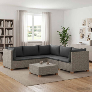 vidaXL 6 st Rieten Loungeset met Kussens GENDT Natuurlijk rattan
