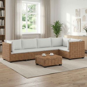 vidaXL 6 st Rieten Loungeset met Kussens GENDT Natuurlijk rattan