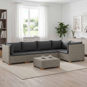 vidaXL 6 st Rieten Loungeset met Kussens GENDT Natuurlijk rattan