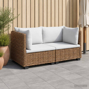 vidaXL 2 st Rieten Loungeset met Kussens GENDT Natuurlijk rattan