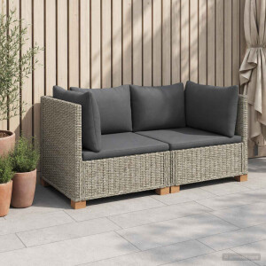 vidaXL 2 st Rieten Loungeset met Kussens GENDT Natuurlijk rattan