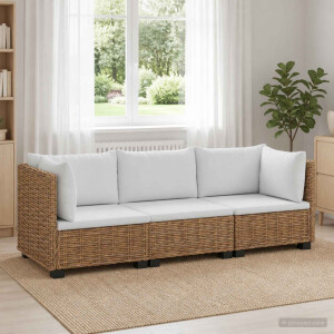 vidaXL 3 st Rieten Loungeset met Kussens GENDT Natuurlijk rattan