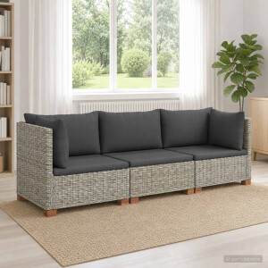 vidaXL 3 st Rieten Loungeset met Kussens GENDT Natuurlijk rattan