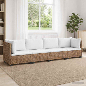 vidaXL 4 st Rieten Loungeset met Kussens GENDT Natuurlijk rattan