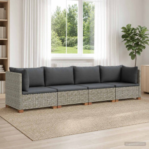 vidaXL 4 st Rieten Loungeset met Kussens GENDT Natuurlijk rattan