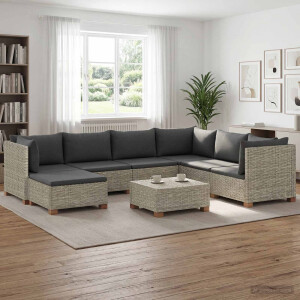 vidaXL 8 st Rieten Loungeset met Kussens GENDT Natuurlijk rattan