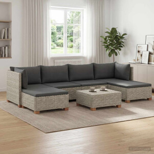 vidaXL 7 st Rieten Loungeset met Kussens GENDT Natuurlijk rattan