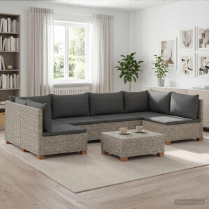 vidaXL 7 st Rieten Loungeset met Kussens GENDT Natuurlijk rattan