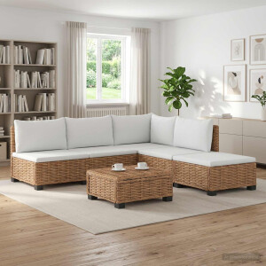 vidaXL 6 st Rieten Loungeset met Kussens GENDT Natuurlijk rattan
