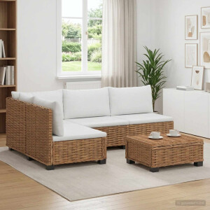 vidaXL 5 st Rieten Loungeset met Kussens GENDT Natuurlijk rattan
