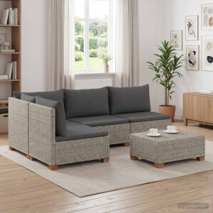 vidaXL 5 st Rieten Loungeset met Kussens GENDT Natuurlijk rattan