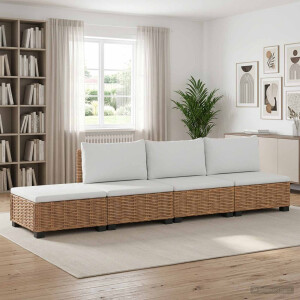 vidaXL 4 st Rieten Loungeset met Kussens GENDT Natuurlijk rattan