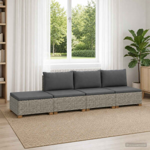 vidaXL 4 st Rieten Loungeset met Kussens GENDT Natuurlijk rattan