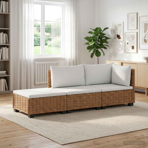 vidaXL 3 st Rieten Loungeset met Kussens GENDT Natuurlijk rattan
