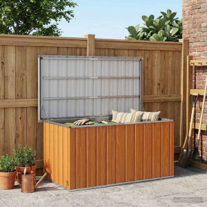 vidaXL Buitenopslagdoos Hout 129 x 67 x 65 cm Gegalvaniseerd staal