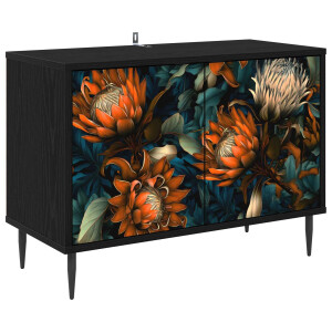 vidaXL Tv-meubel LOCHEM 69 x 33 x 50,5 cm Zwart eiken Bewerkt hout