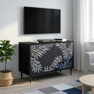 vidaXL Tv-meubel DOKKUM 69 x 33 x 50,5 cm Zwart eiken Bewerkt hout