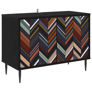 vidaXL Tv-meubel OMMEN 69 x 33 x 50,5 cm Zwart eiken Bewerkt hout