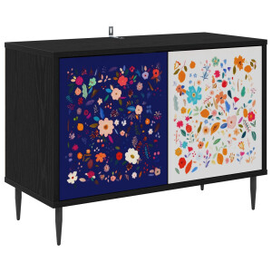vidaXL Tv-meubel MAINZ 69 x 33 x 50,5 cm Zwart eiken Bewerkt hout