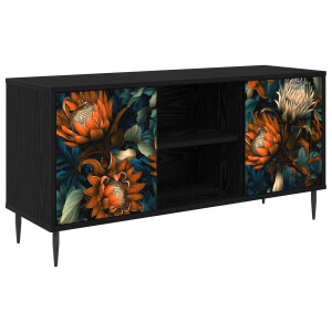 vidaXL Tv-meubel LOCHEM 102 x 33 x 51 cm Zwart eiken Bewerkt hout