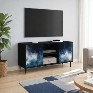 vidaXL Tv-meubel RAALTE 102 x 33 x 51 cm Zwart eiken Bewerkt hout