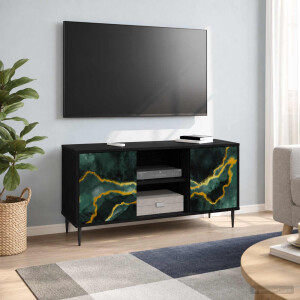 vidaXL Tv-meubel WIJHE 102 x 33 x 51 cm Zwart eiken Bewerkt hout