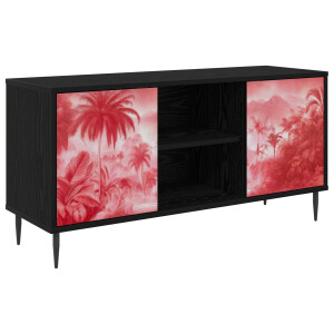 vidaXL Tv-meubel AACHEN 102 x 33 x 51 cm Zwart eiken Bewerkt hout