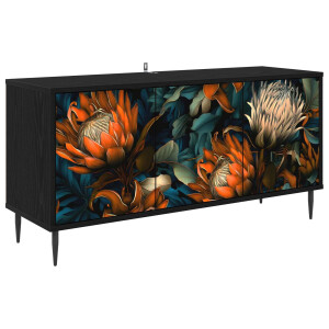 vidaXL Tv-meubel LOCHEM 102 x 33 x 51 cm Zwart eiken Bewerkt hout