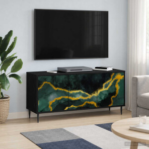 vidaXL Tv-meubel WIJHE 102 x 33 x 51 cm Zwart eiken Bewerkt hout