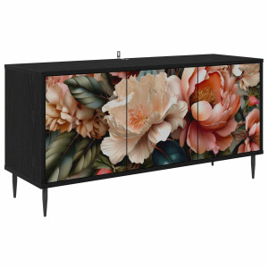 vidaXL Tv-meubel BORNE 102 x 33 x 51 cm Zwart eiken Bewerkt hout