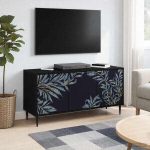 vidaXL Tv-meubel DOKKUM 102 x 33 x 51 cm Zwart eiken Bewerkt hout