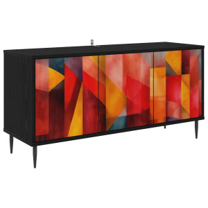 vidaXL Tv-meubel HEESCH 102 x 33 x 51 cm Zwart eiken Bewerkt hout